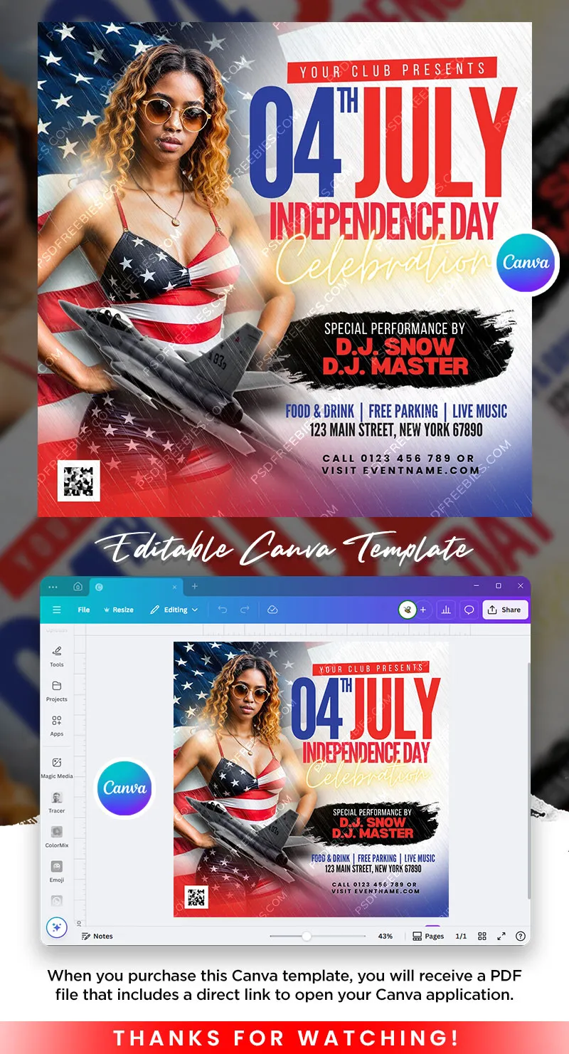 4th of July USA Independence Day Social Media Post Canva