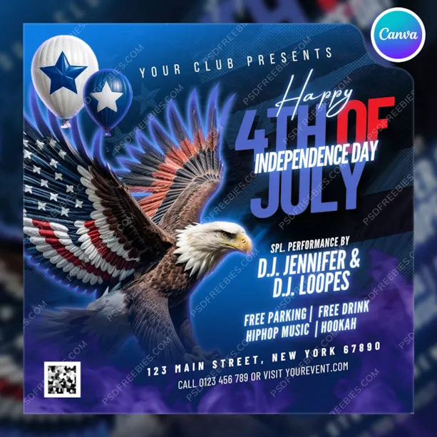United States Happy Independence Day Post Canva Template