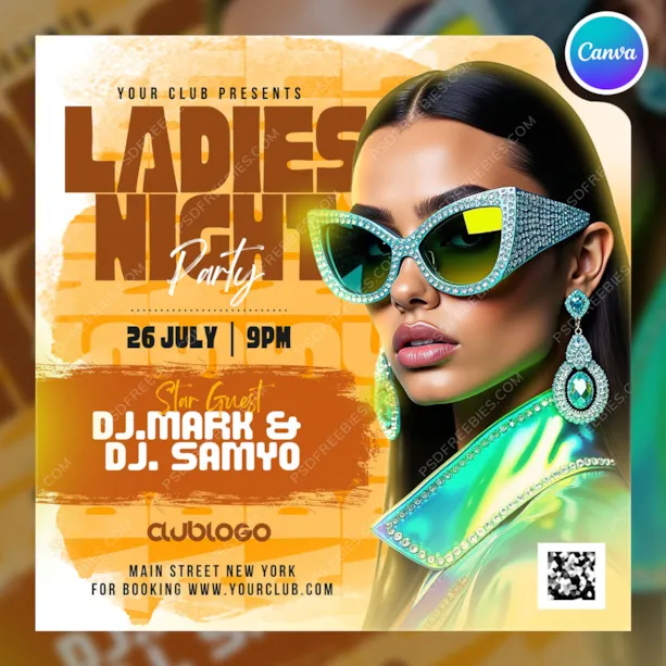 Night Club Ladies Party Post Canva Template