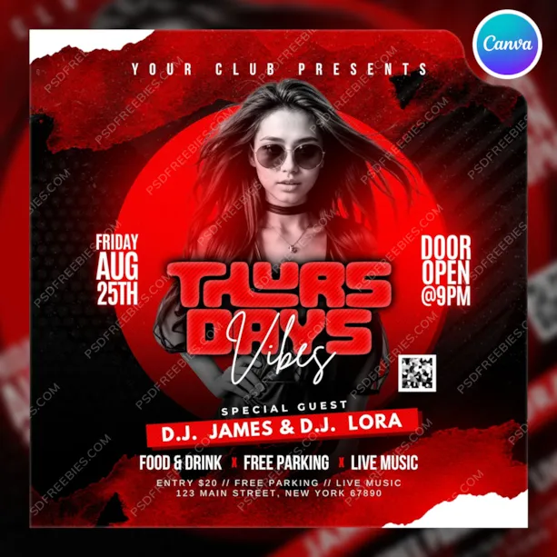 Thursday Night Club Party Post Canva Template