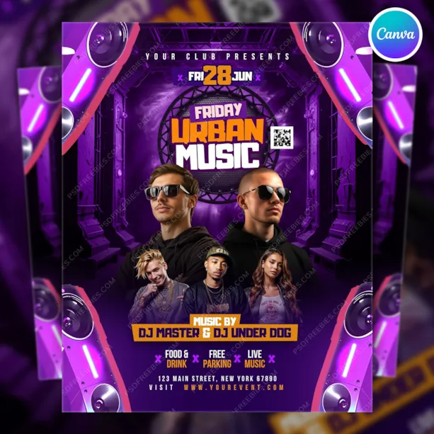 Urban Night DJ Music Event Flyer Canva
