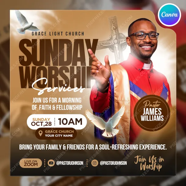 Editable Sunday Worship Post Canva Template