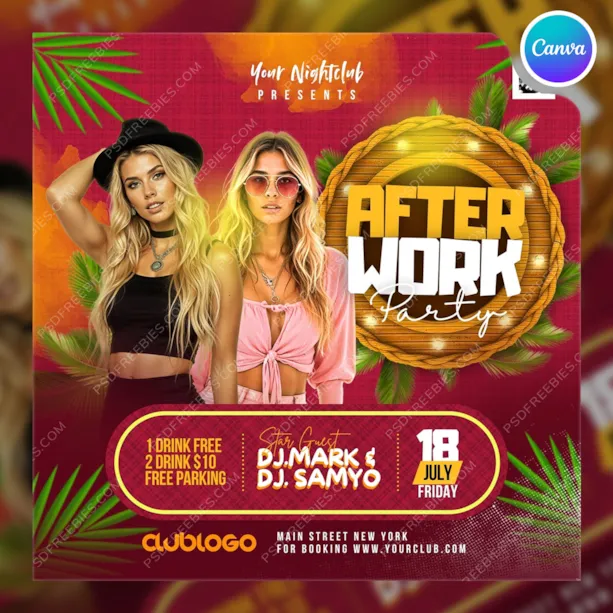 Summer After Work Party Post Canva Template
