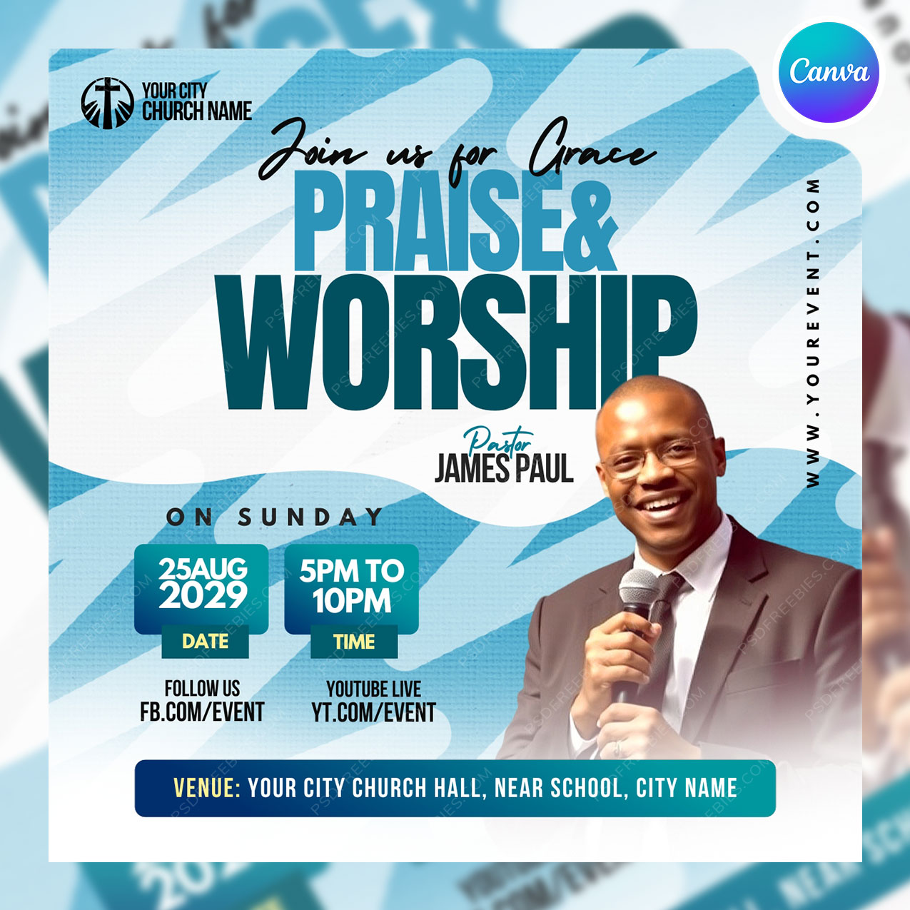 Church Worship Event Social Media Flyer Canva