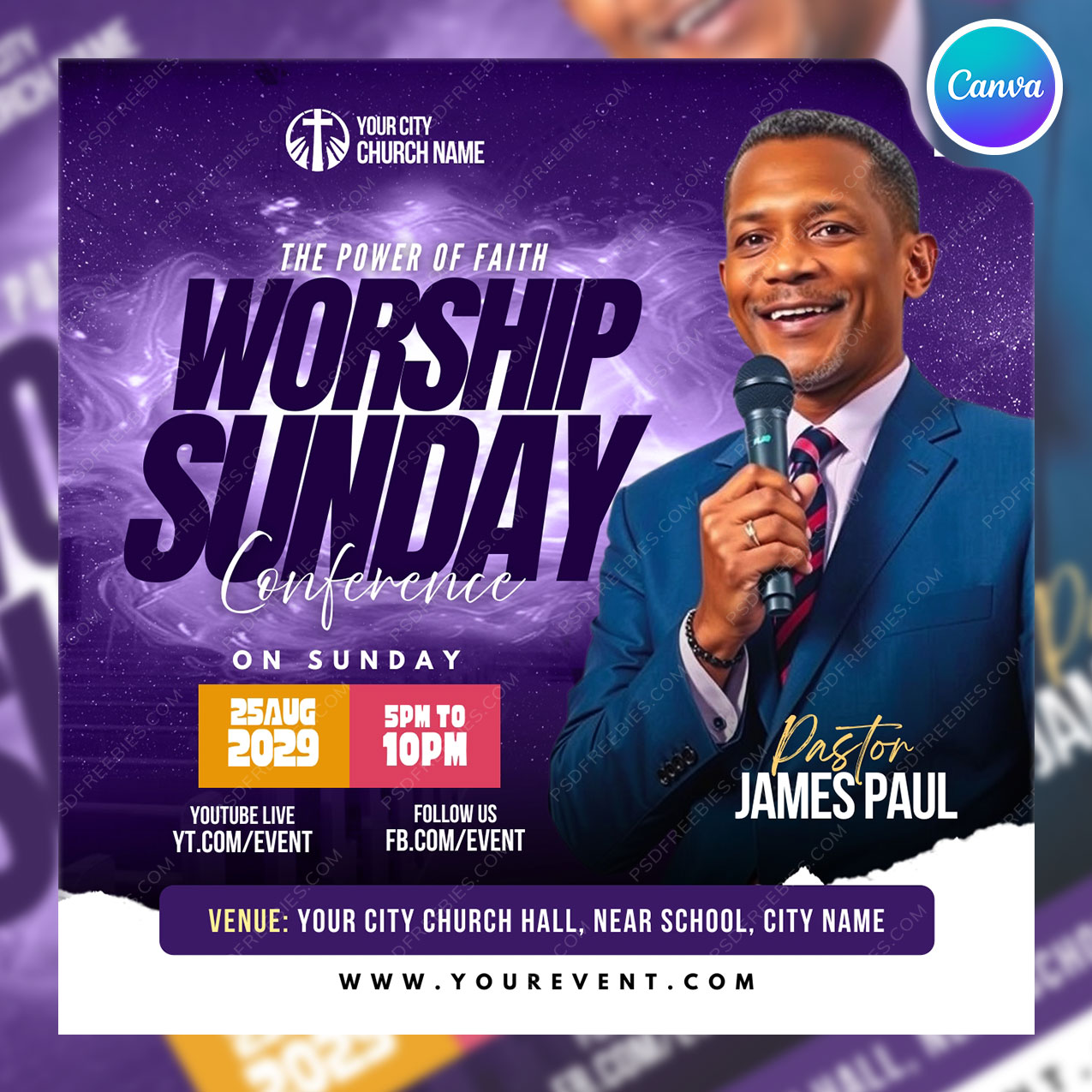 Sunday Church Conference Social Media Flyer Canva Template