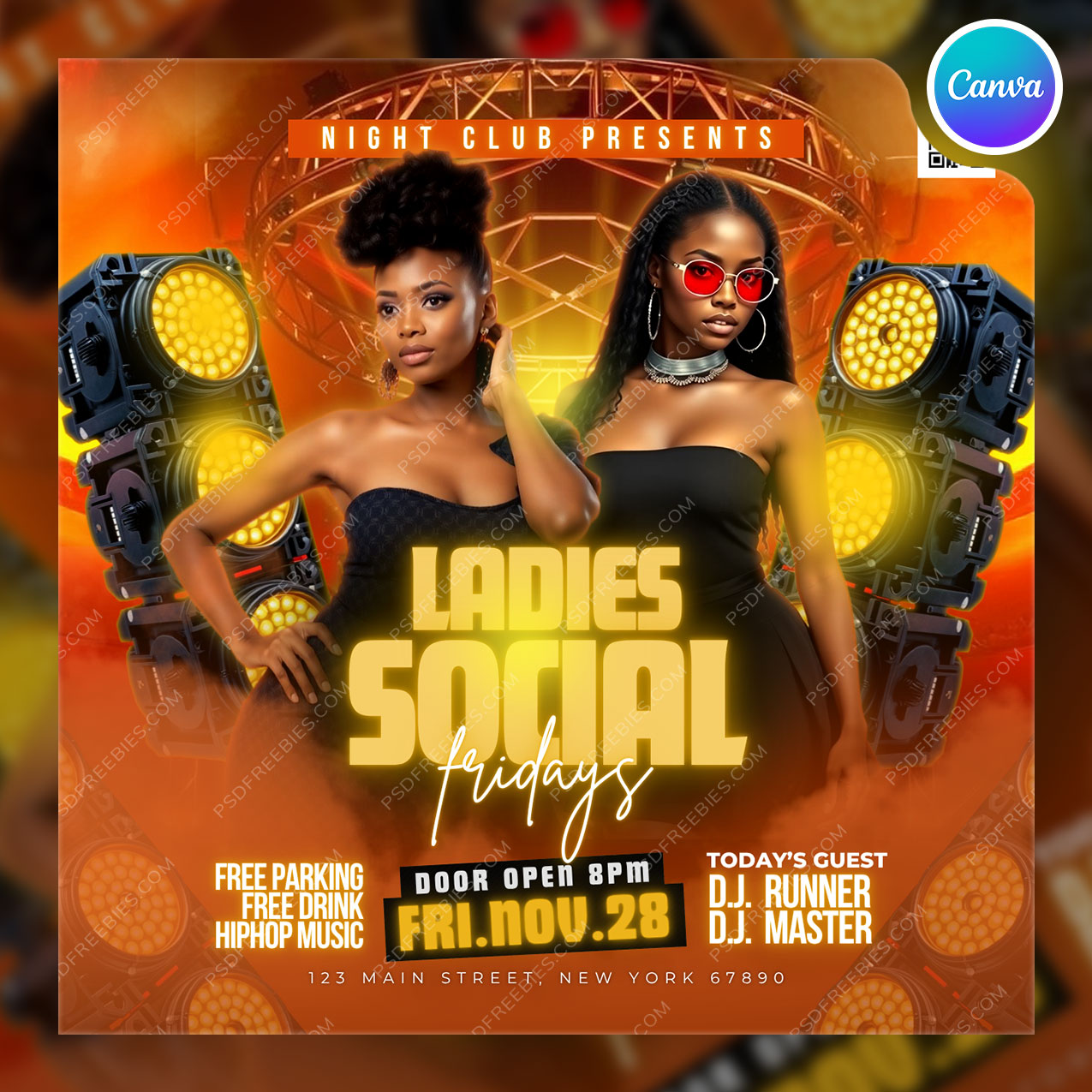 Friday Night Ladies Club Party Social Media Flyer Canva