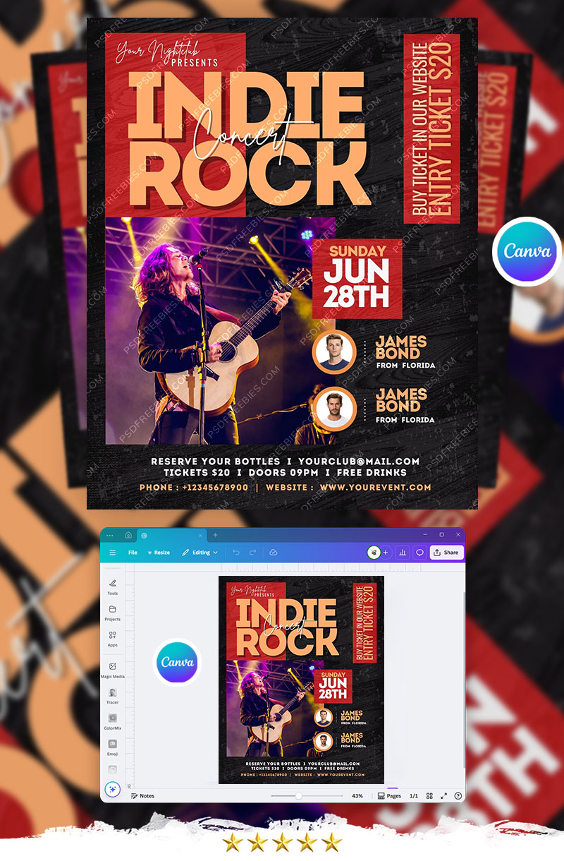  Indie Rock Music Concert Flyer Canva