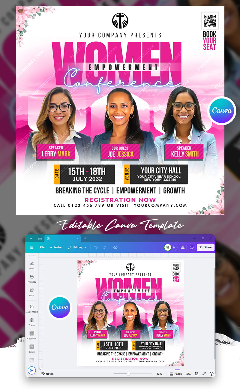 Women Empowerment Conference Social Media Flyer Canva