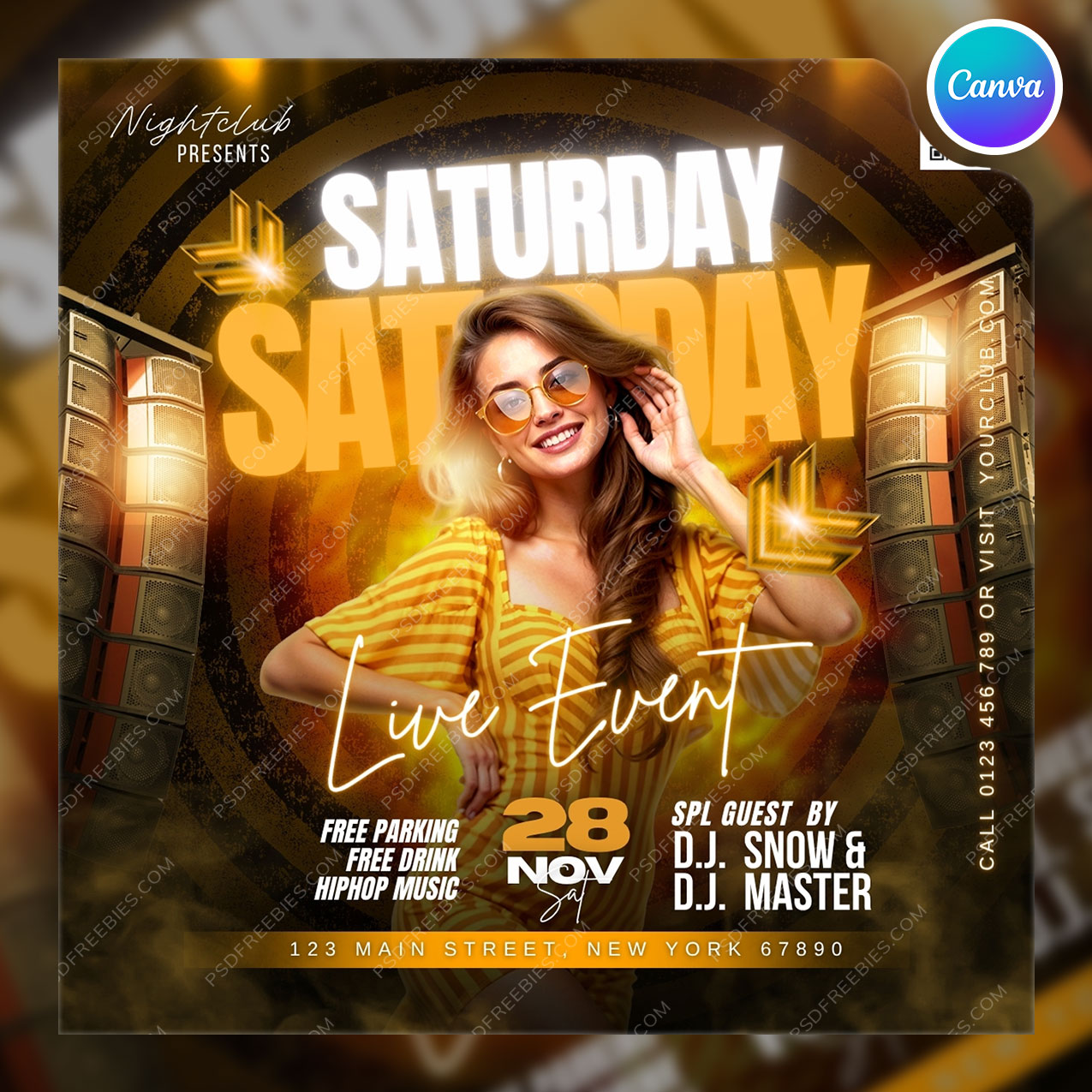 Weekend DJ Night club Party Social Media Flyer Canva