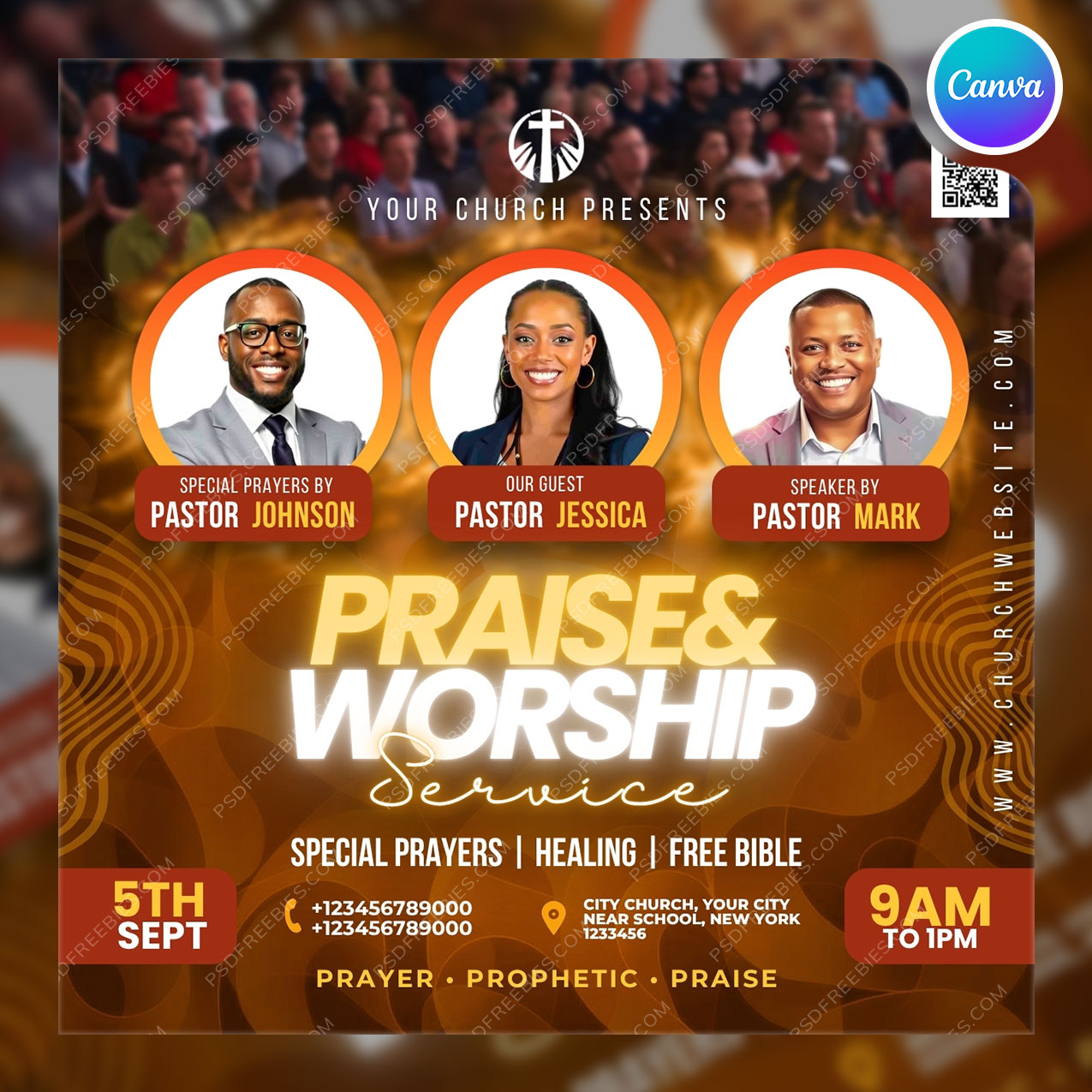 Editable Church Social Media Flyer Canva Template