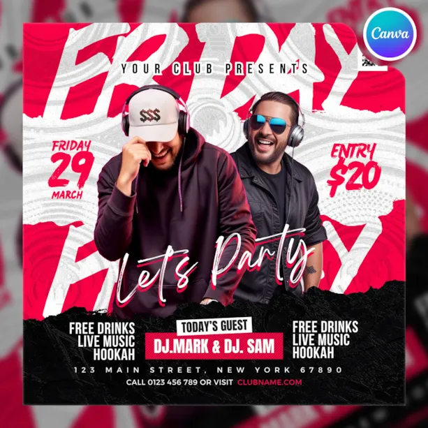 Weekend DJ Music Party Social Media Post Canva Template
