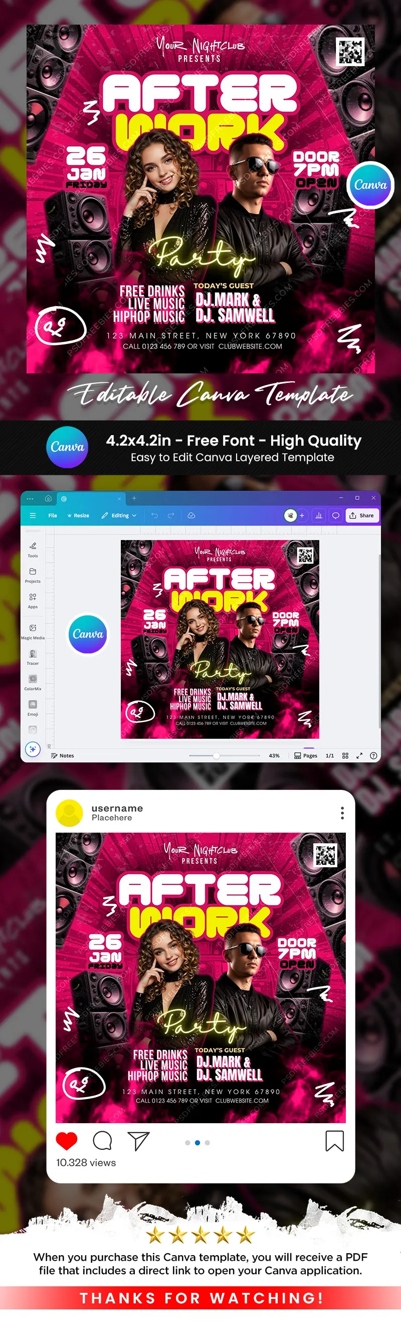 After Work Night Party Canva Flyer Template