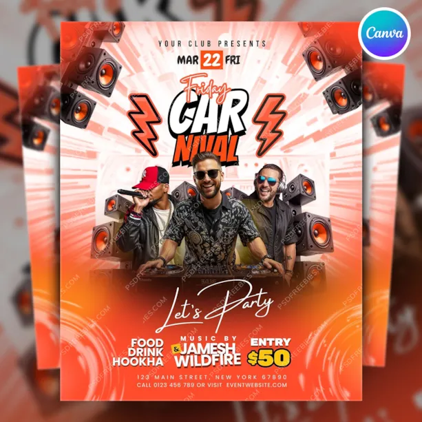 Friday Music Carnival Flyer Canva Template