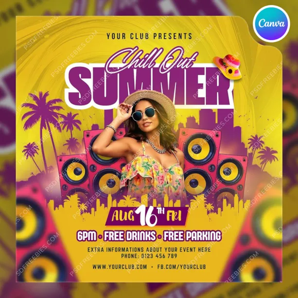 Editable Summer Party Post Canva Template