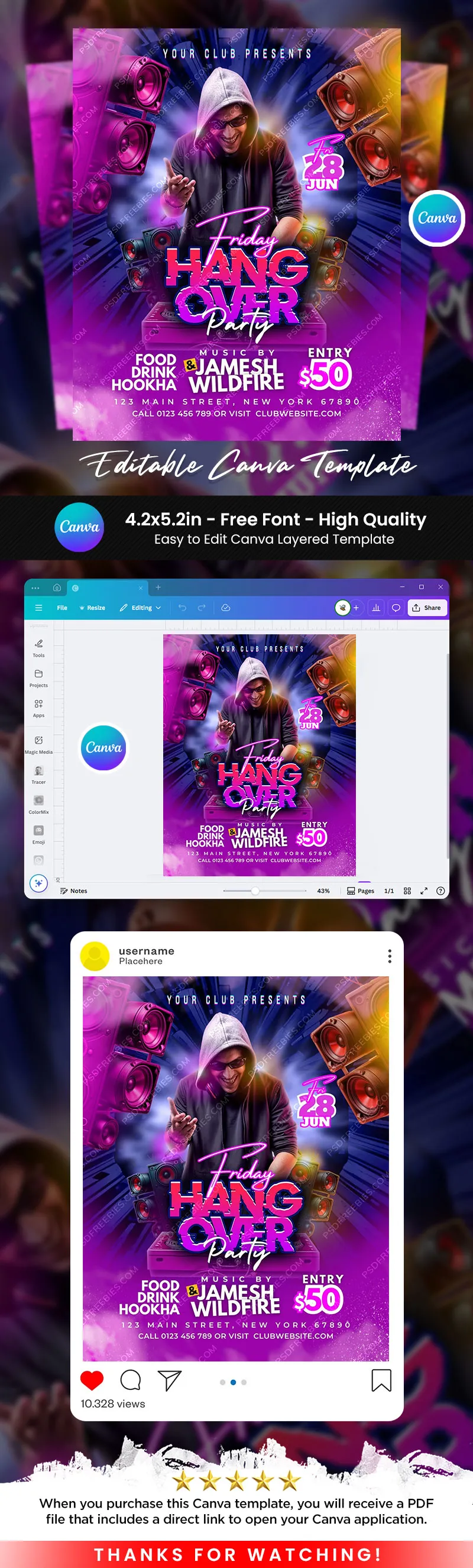 Canva Friday Night Party Flyer Template