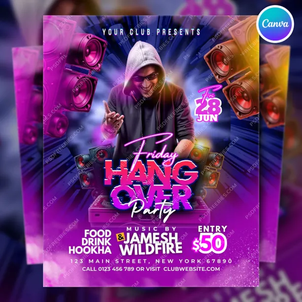 Canva Friday Night Party Flyer Template