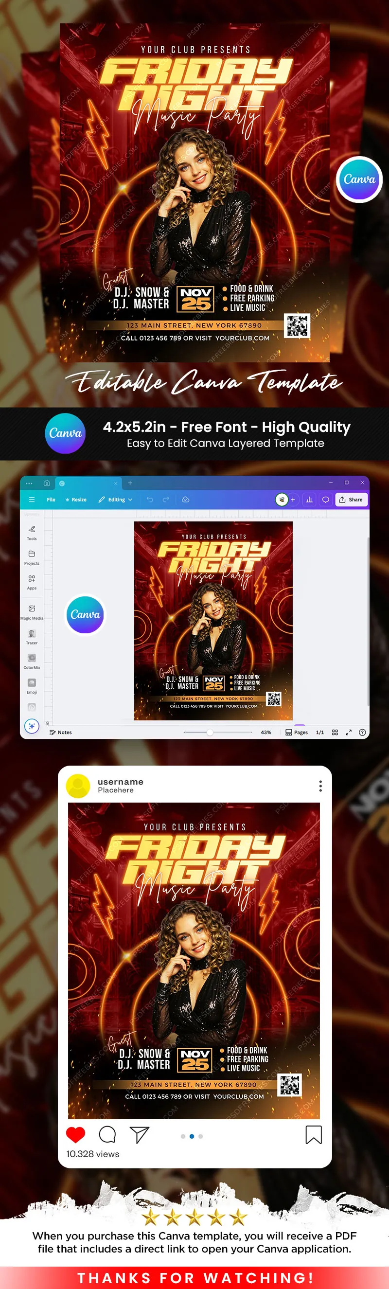 Friday Night Music Party Flyer Canva Template