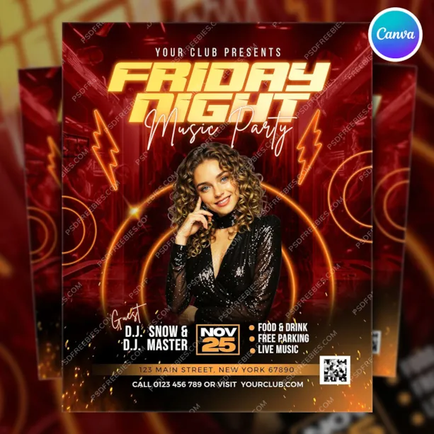 Friday Night Music Party Flyer Canva Template