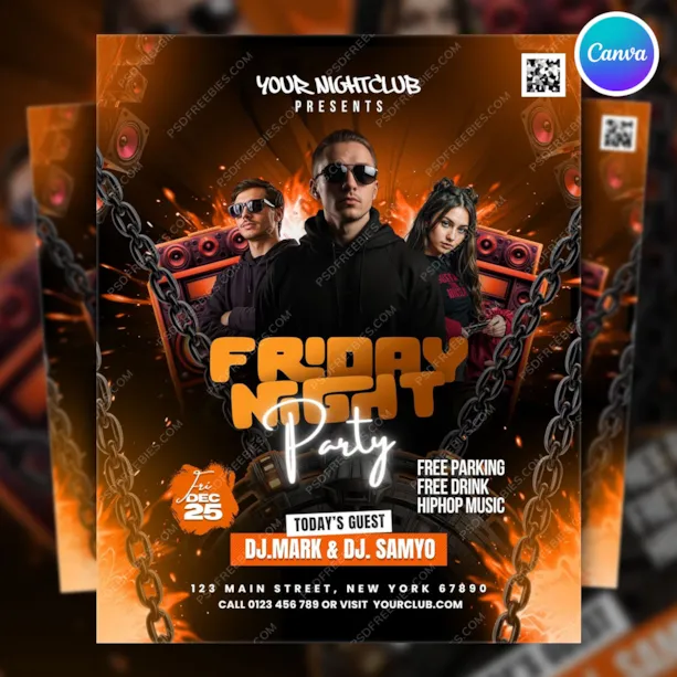 Friday DJ Music Party Flyer Canva Template
