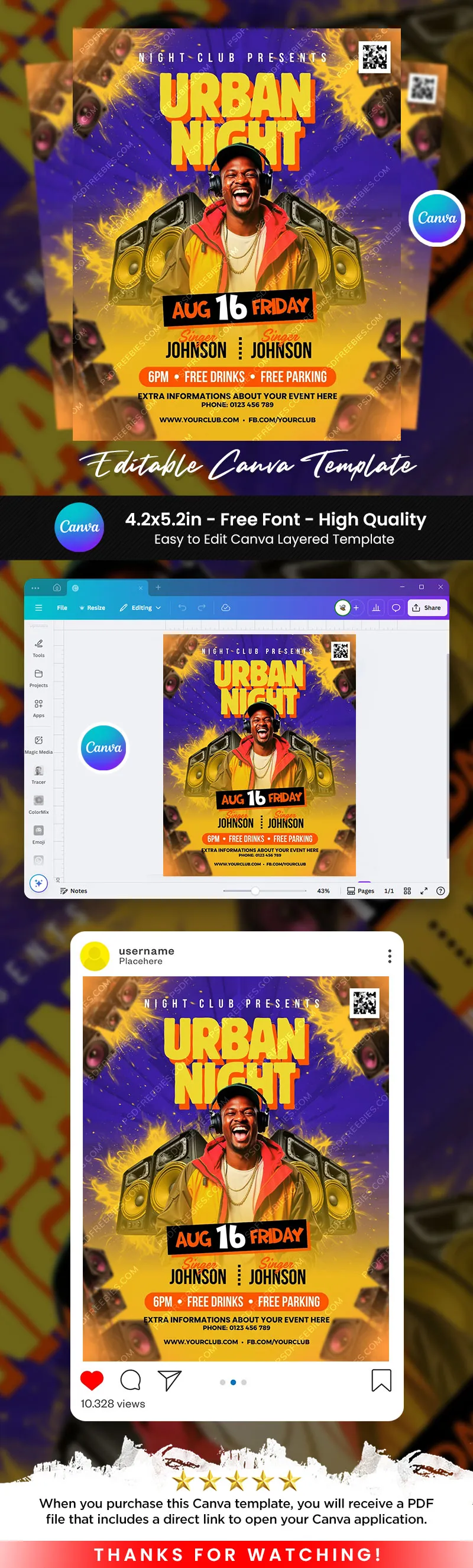 Urban Night Club Weekend Party Flyer Canva Template