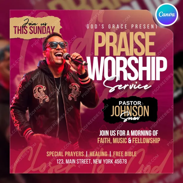 Church Worship Social Media Post Canva Template