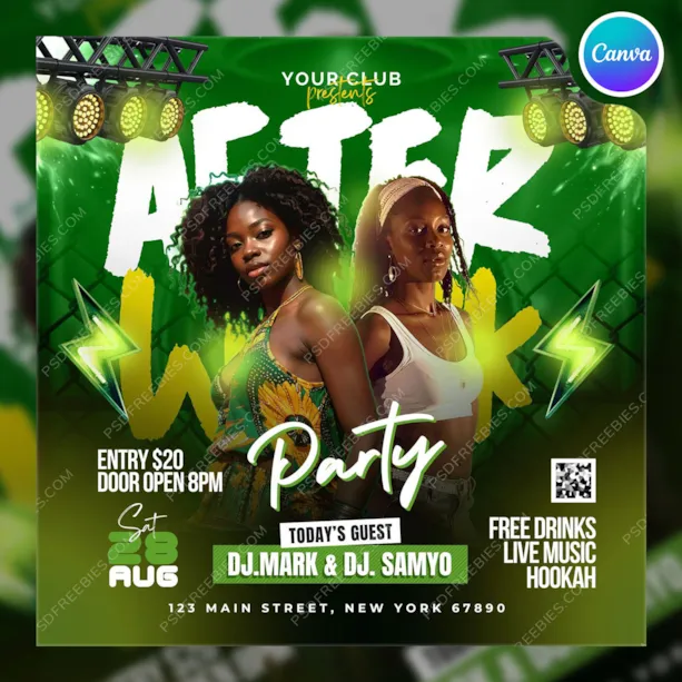 After Work DJ Music Party Post Canva Template