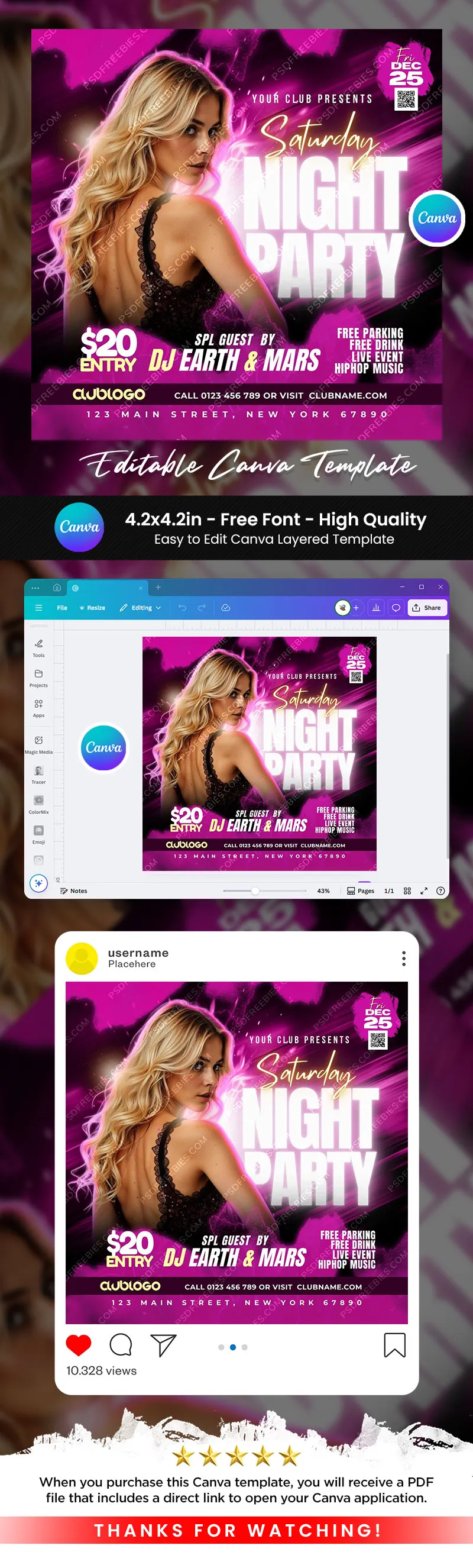 Canva Editable Weekend Club Night Party Post