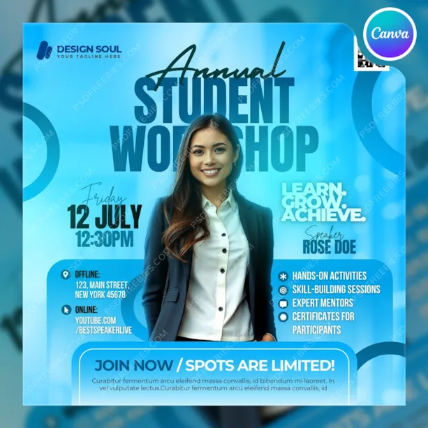 Student and Business Workshop Post Canva Template