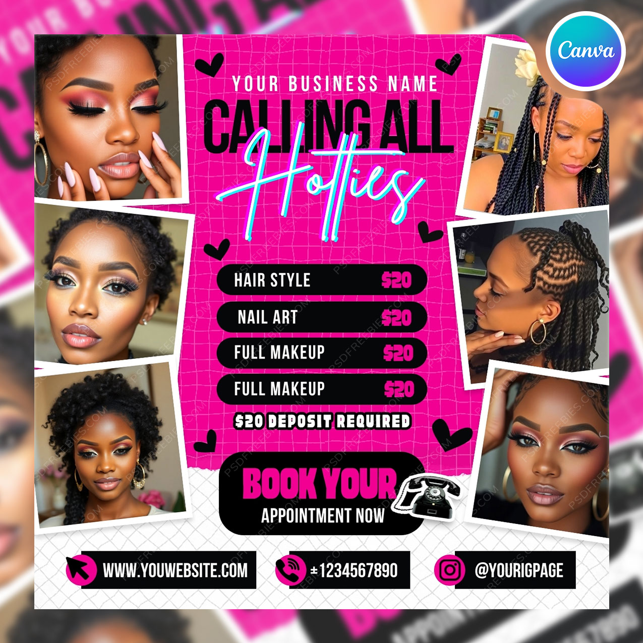 Editable DIY Makeup Booking Flyer Canva Template