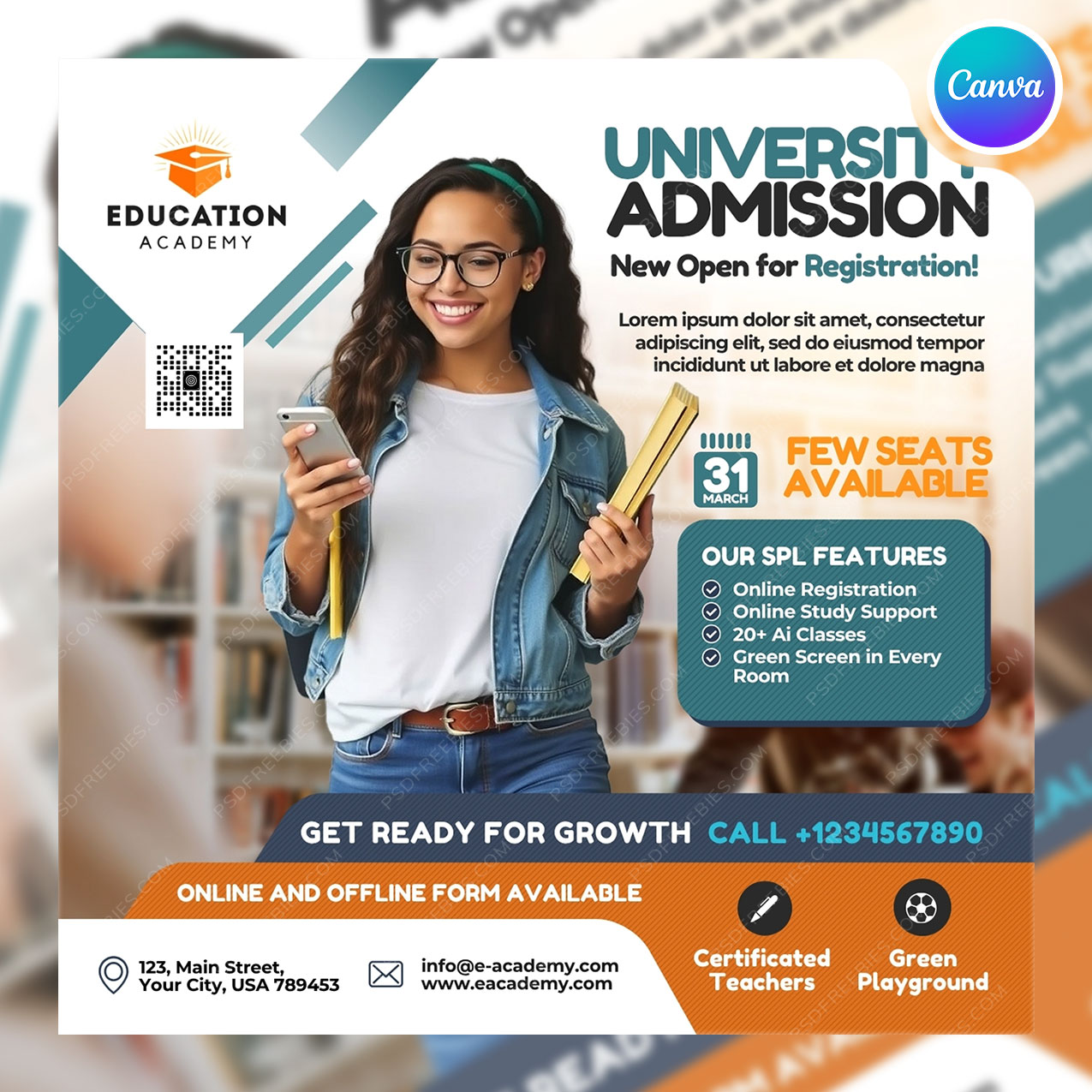 School University Promotion Social Media Flyer Canva
