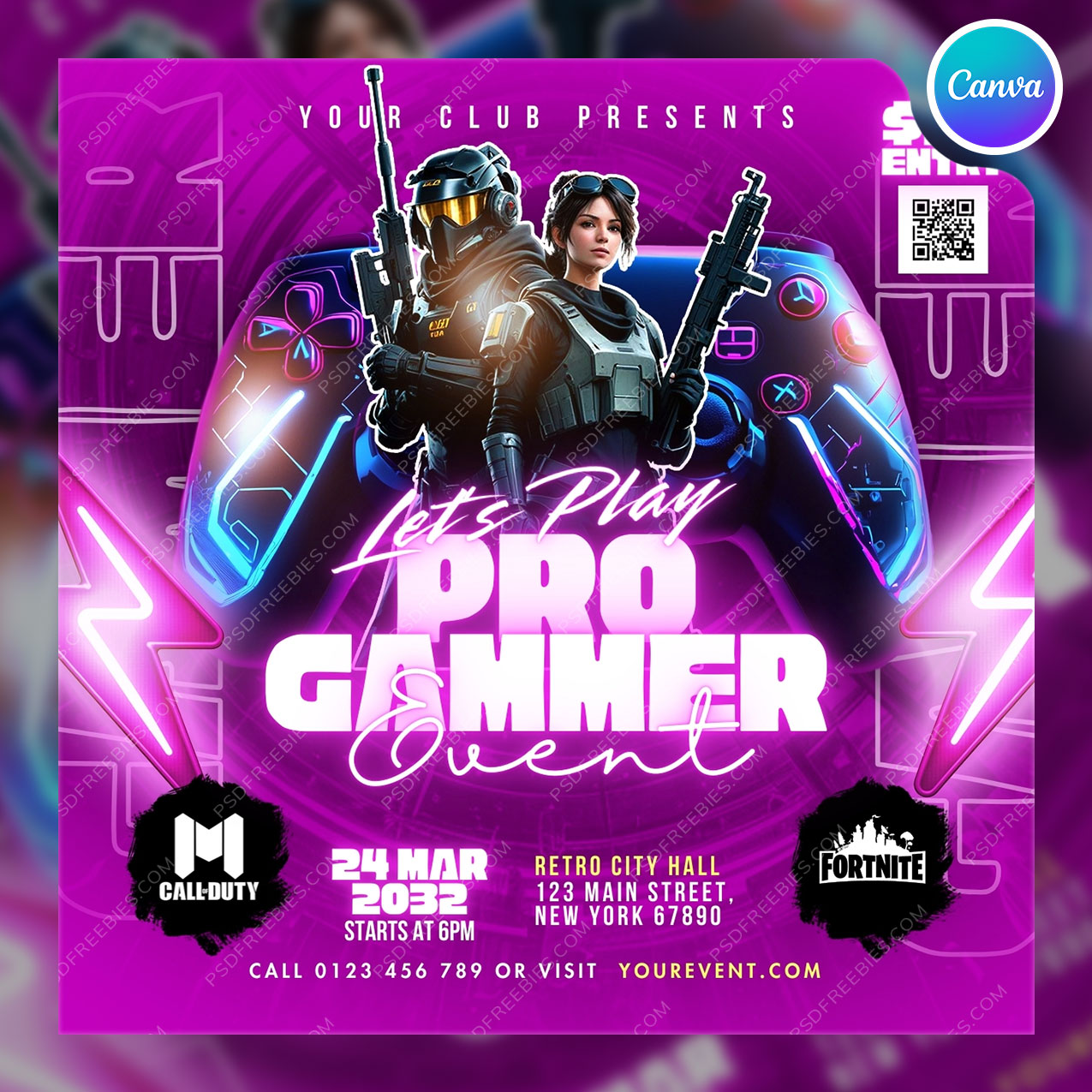Video Game Event Social Media Flyer Canva