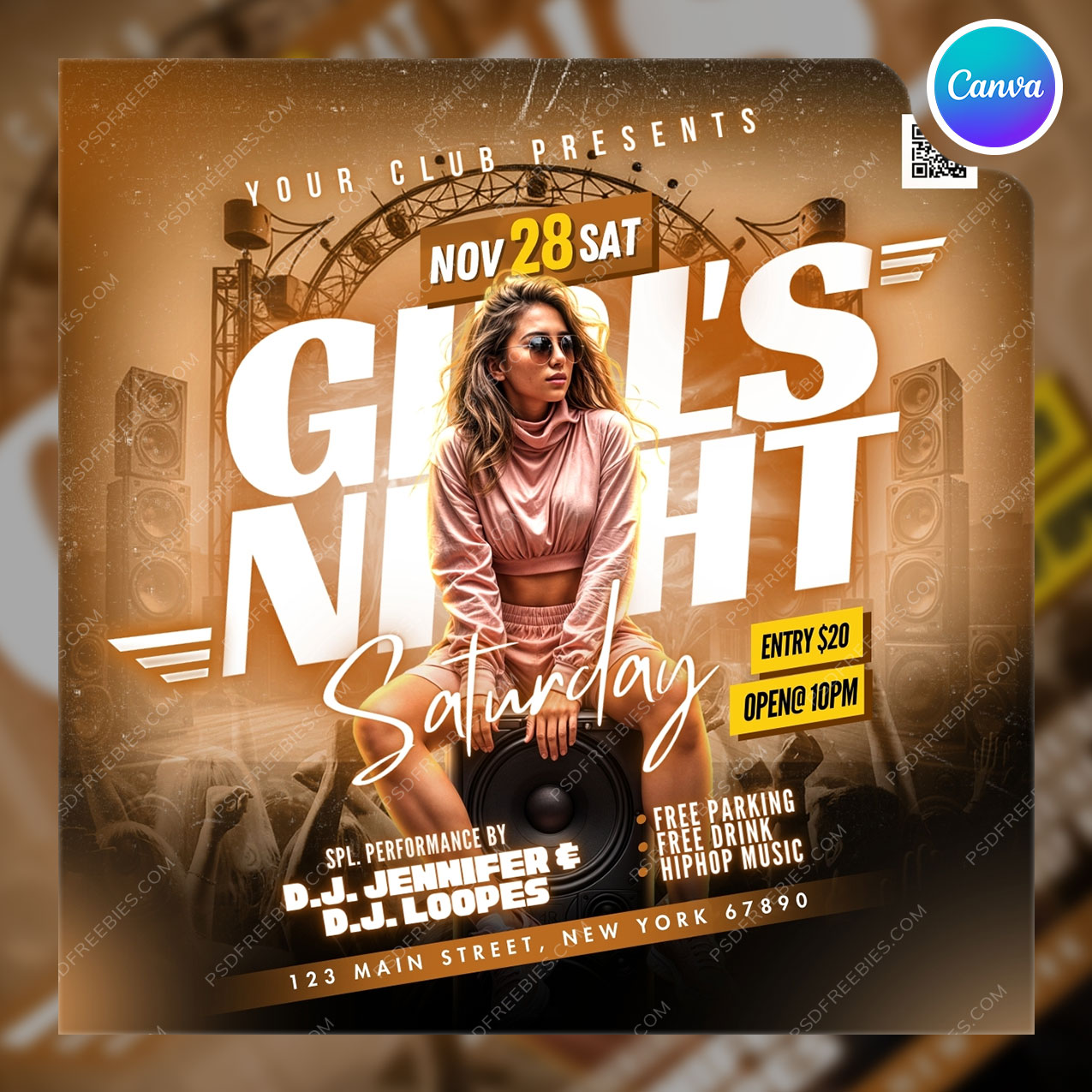 Saturday DJ Party Social Media Flyer Canva