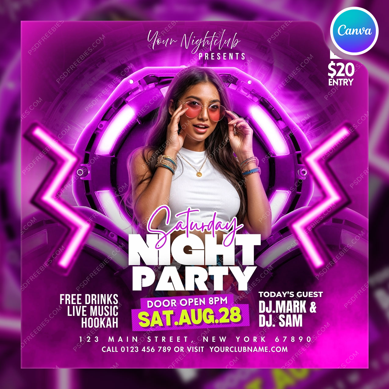 Saturday Night Club Party Flyer Canva