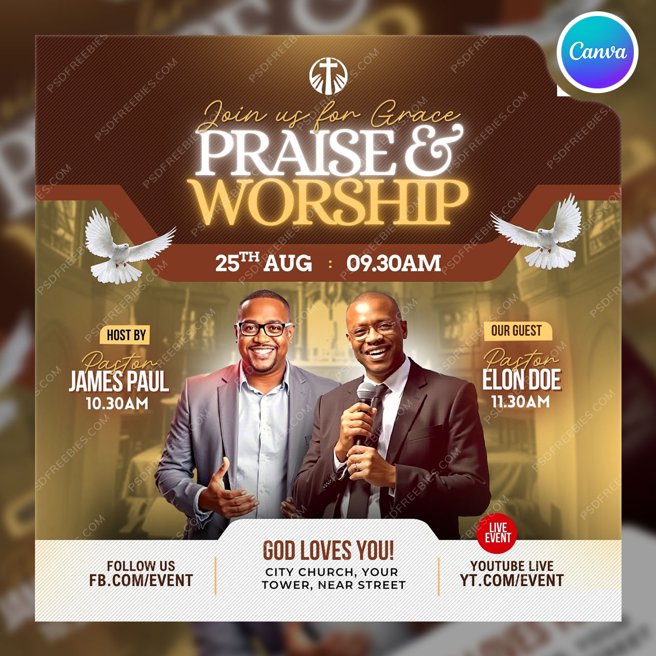Sunday Encounter Service Church Social Media Flyer Canva