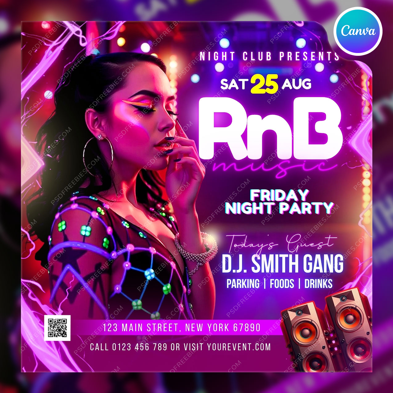 RnB Friday Night Party Social Media Flyer Canva