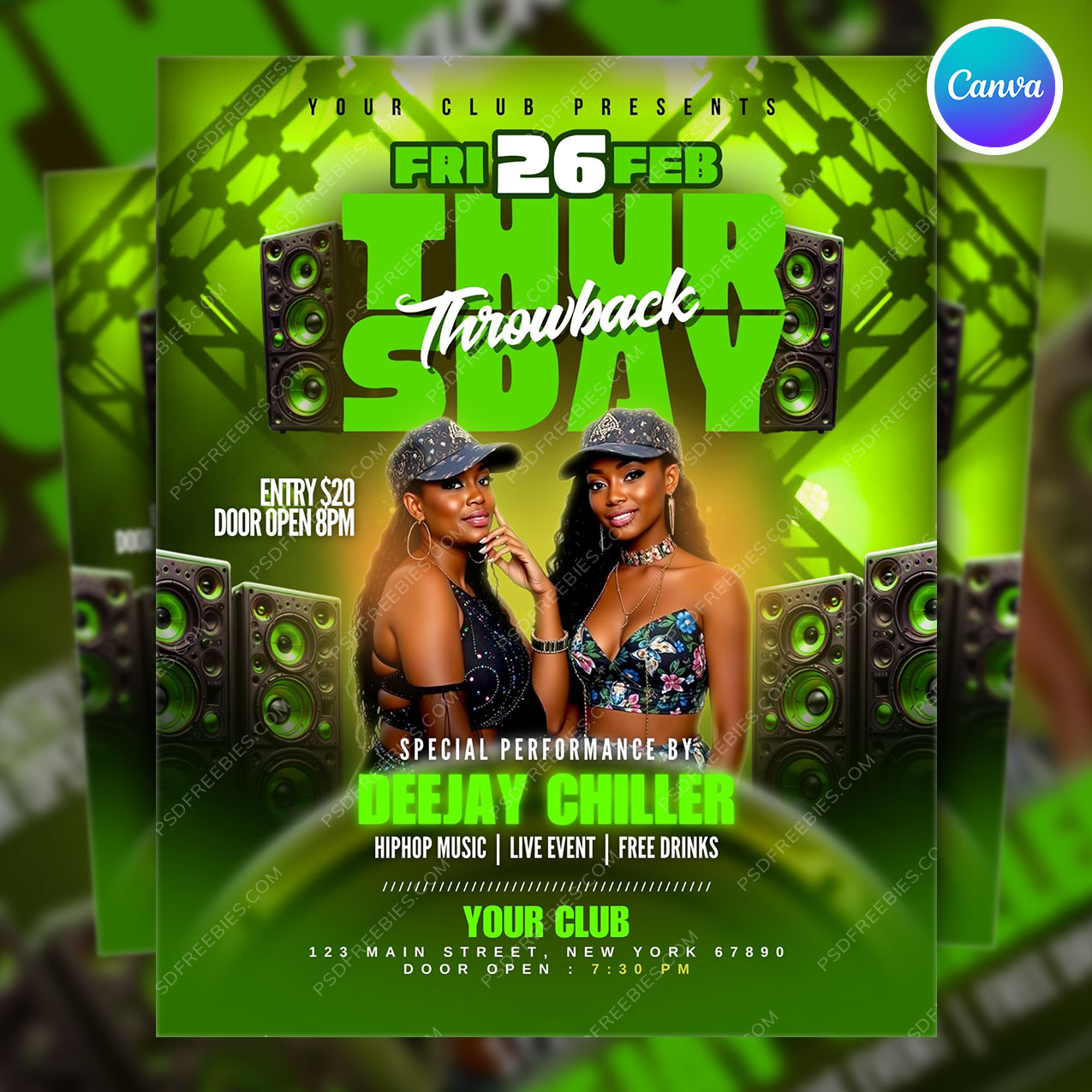 Weekend Night Club Party Flyer Canva Template