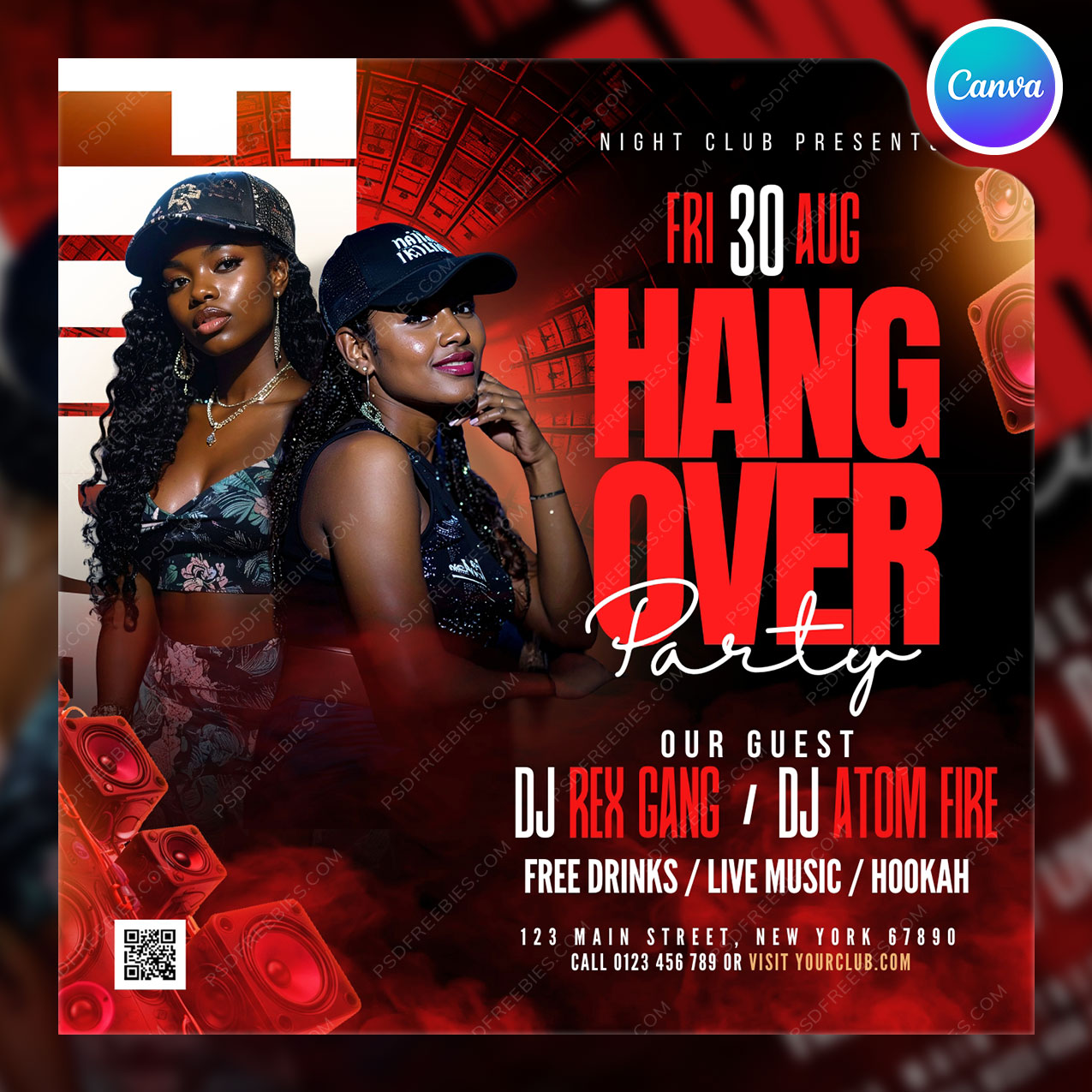 Weekend Night Club Music Party Social Media Flyer Canva
