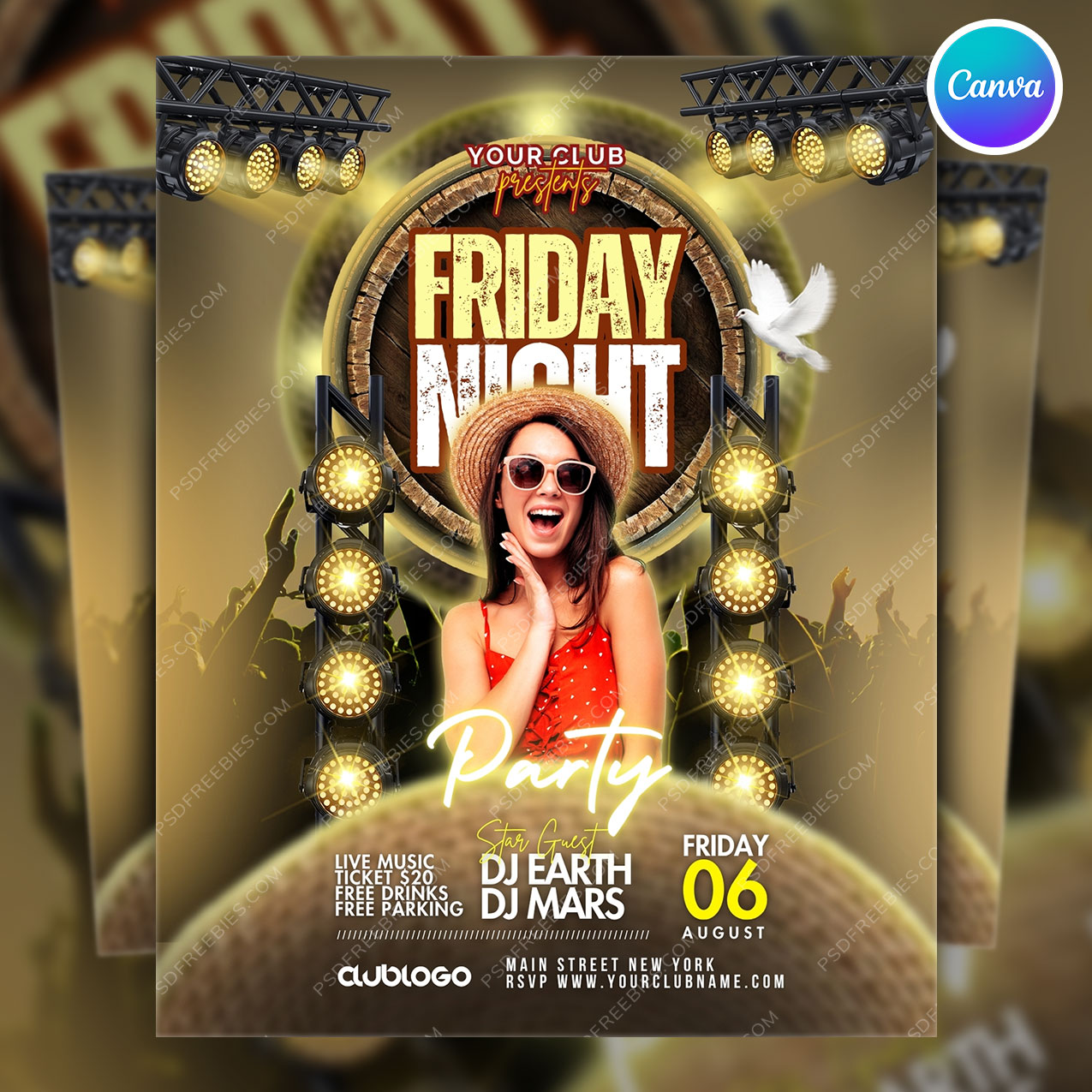 Nightclub Friday Party Flyer Canva Template