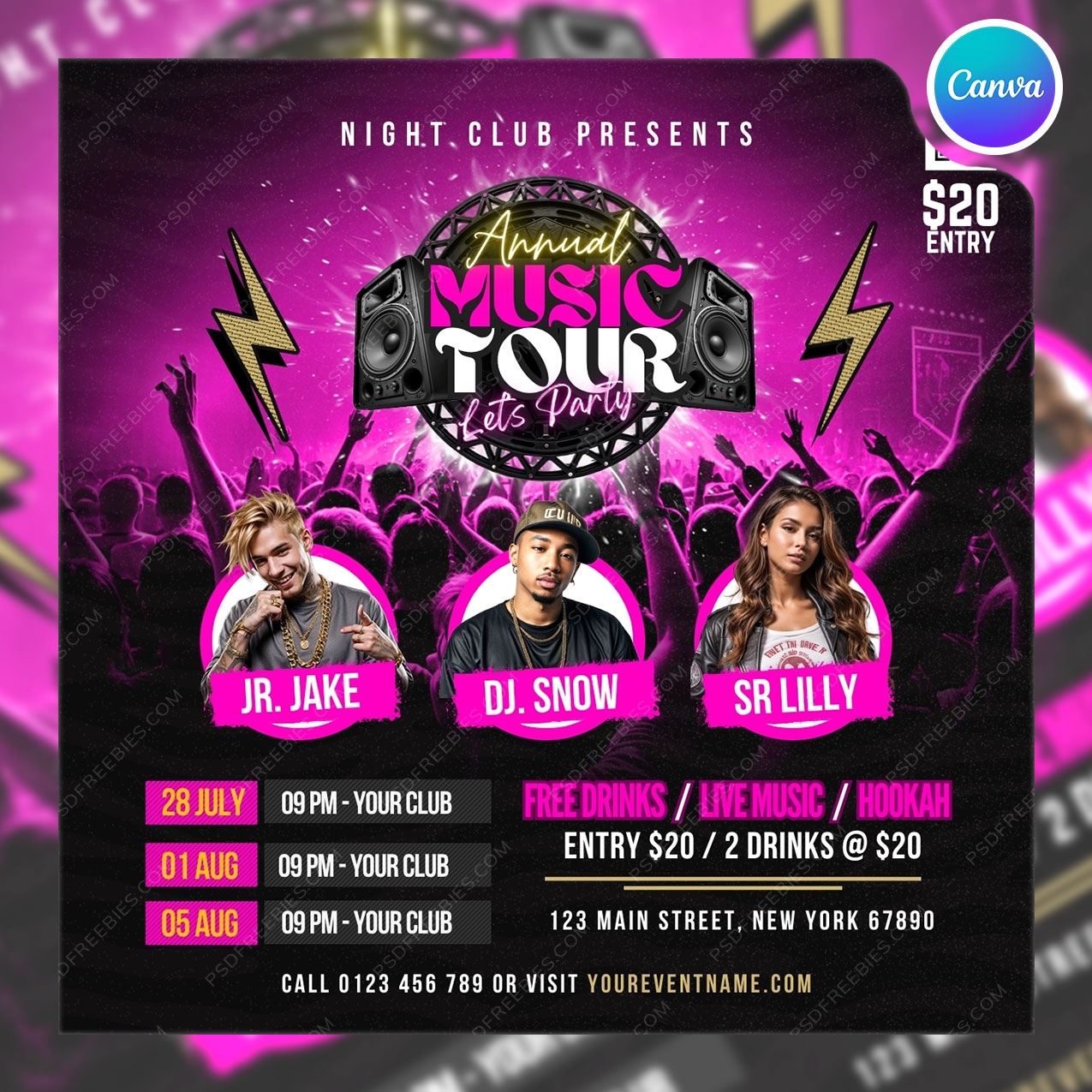 Music Tour Concert Social Media Flyer Canva