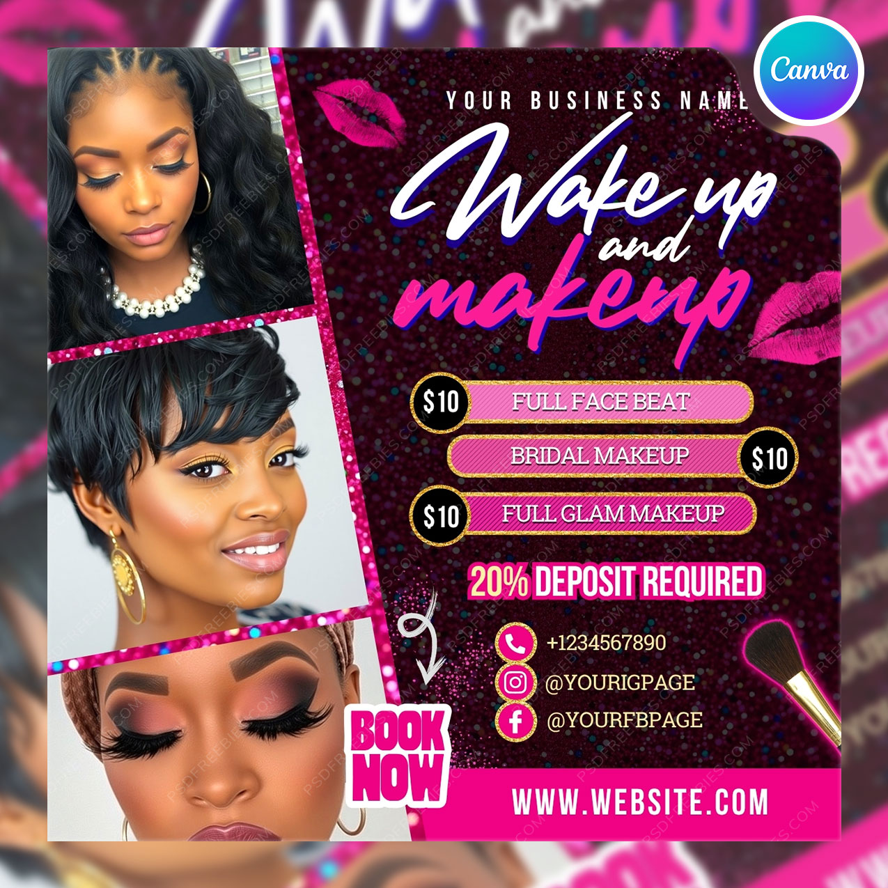 New Clients Makeup Booking Social Media Flyer Canva