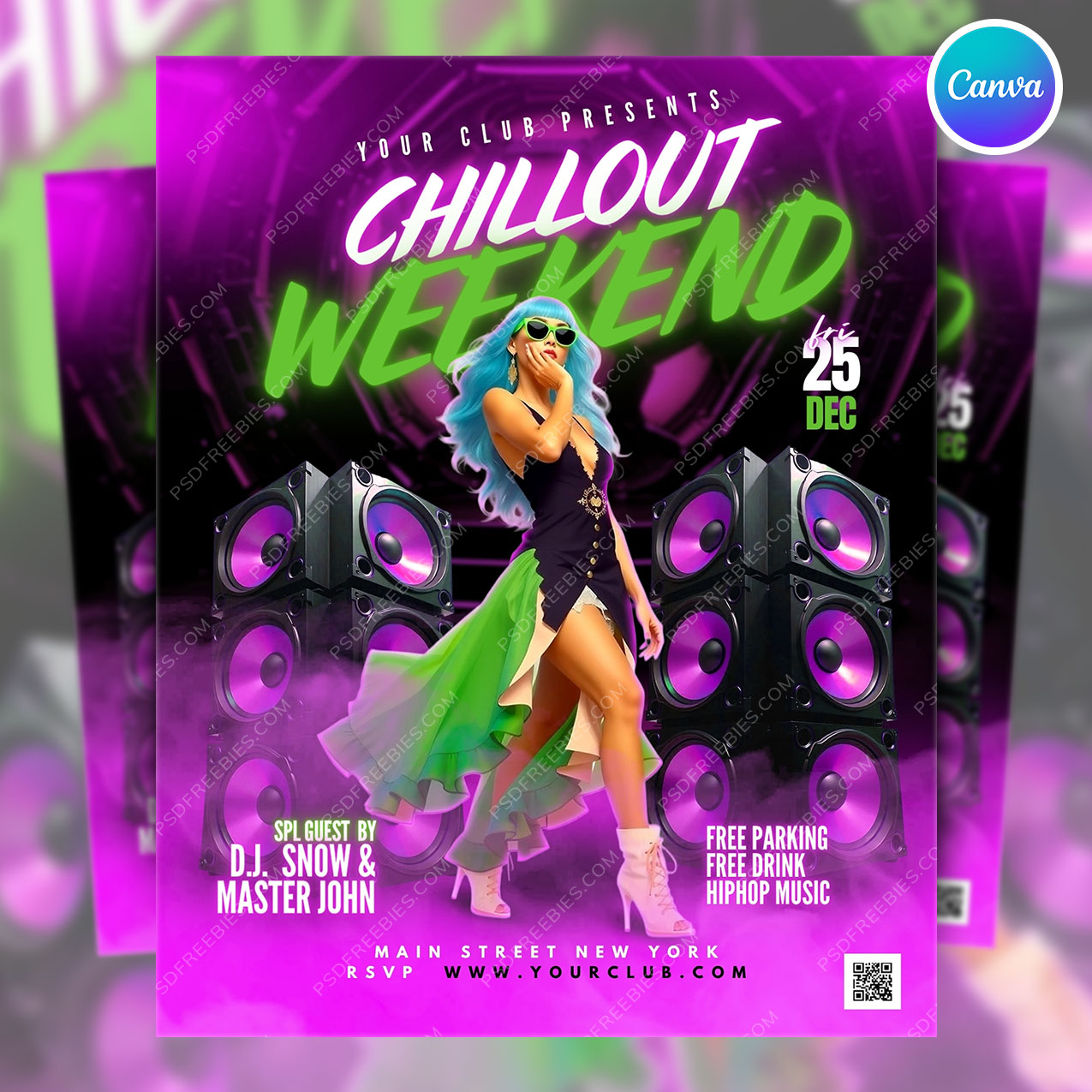 Chillout Weekend Night Club Flyer Canva Template