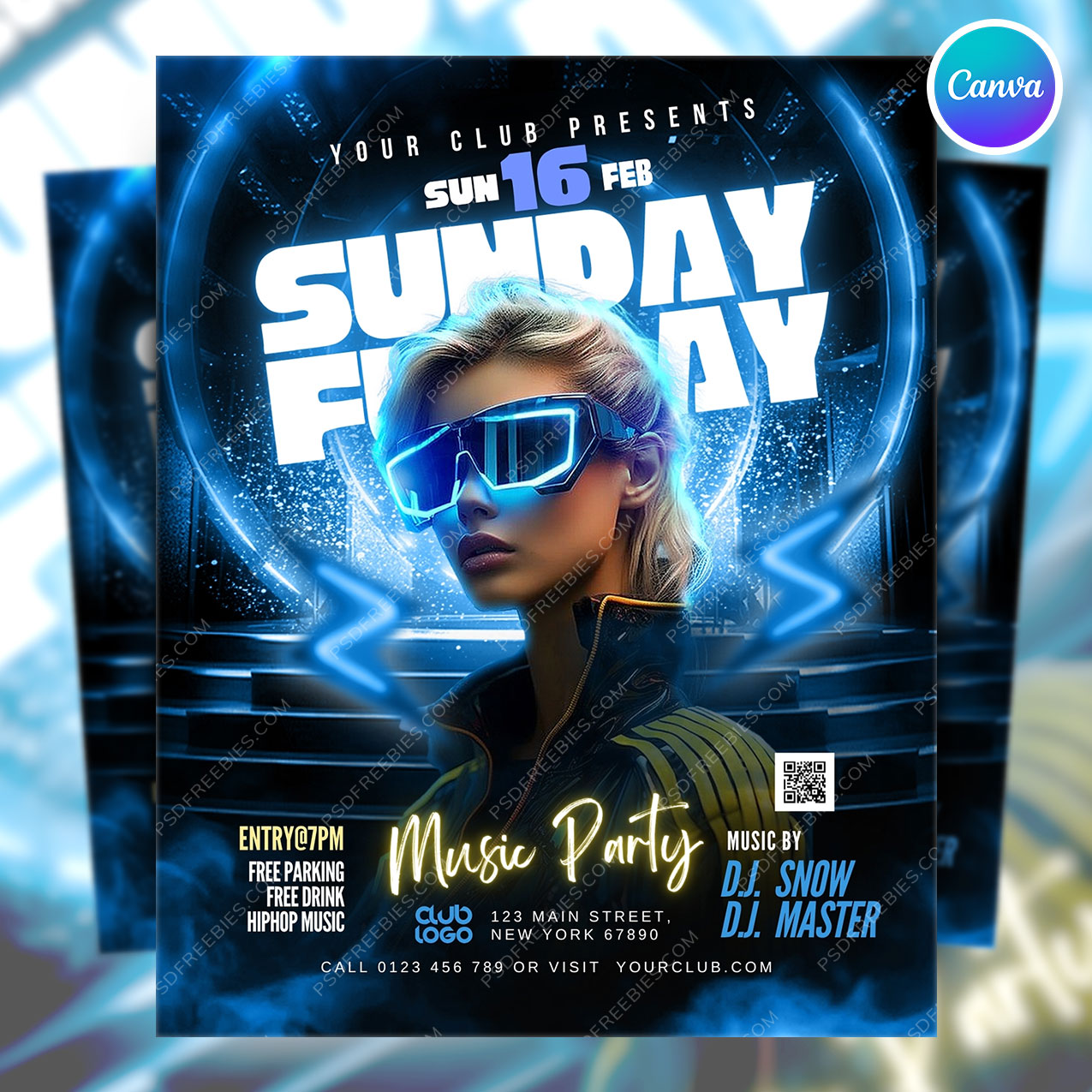 Crazy Weekend Club Music Party Canva Template