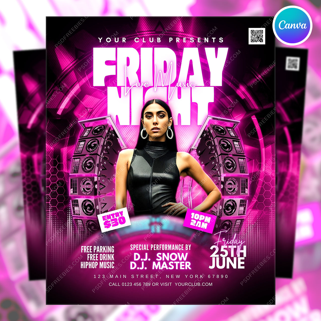Night Club Crazy Music Party Flyer Canva