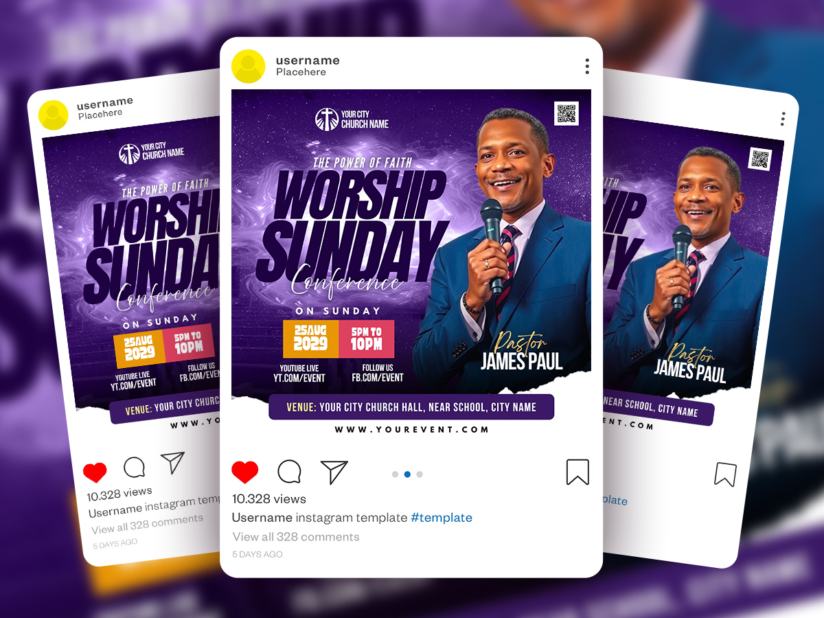 Sunday Church Conference Social Media Flyer Canva Template ...