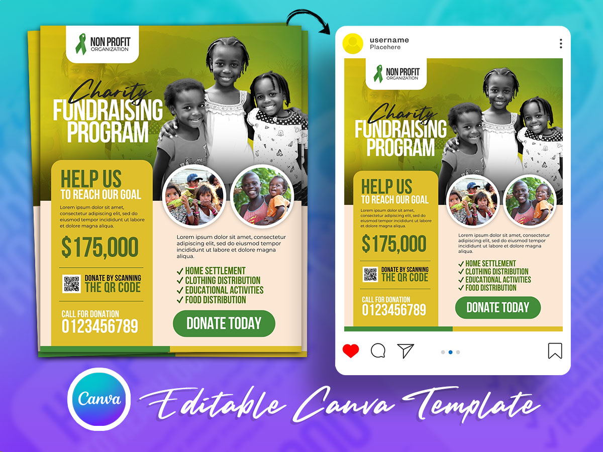 Child Welfare And Relief Fundraising Flyer Canva | PSDFreebies.com