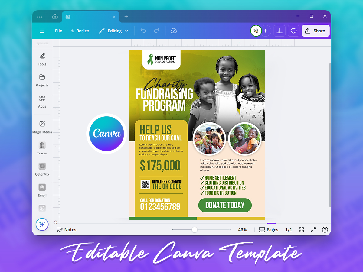 Child Welfare And Relief Fundraising Flyer Canva | PSDFreebies.com