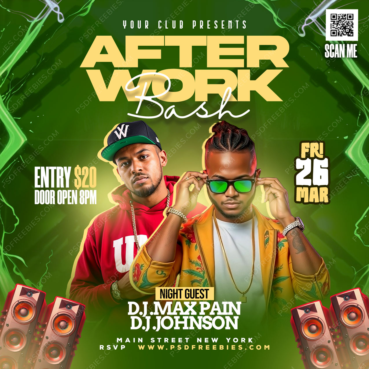 After Work Bash Party Social Media Flyer PSD