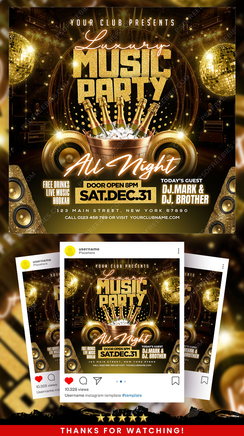 Luxury Night Club Music Party Social Media Flyer PSD