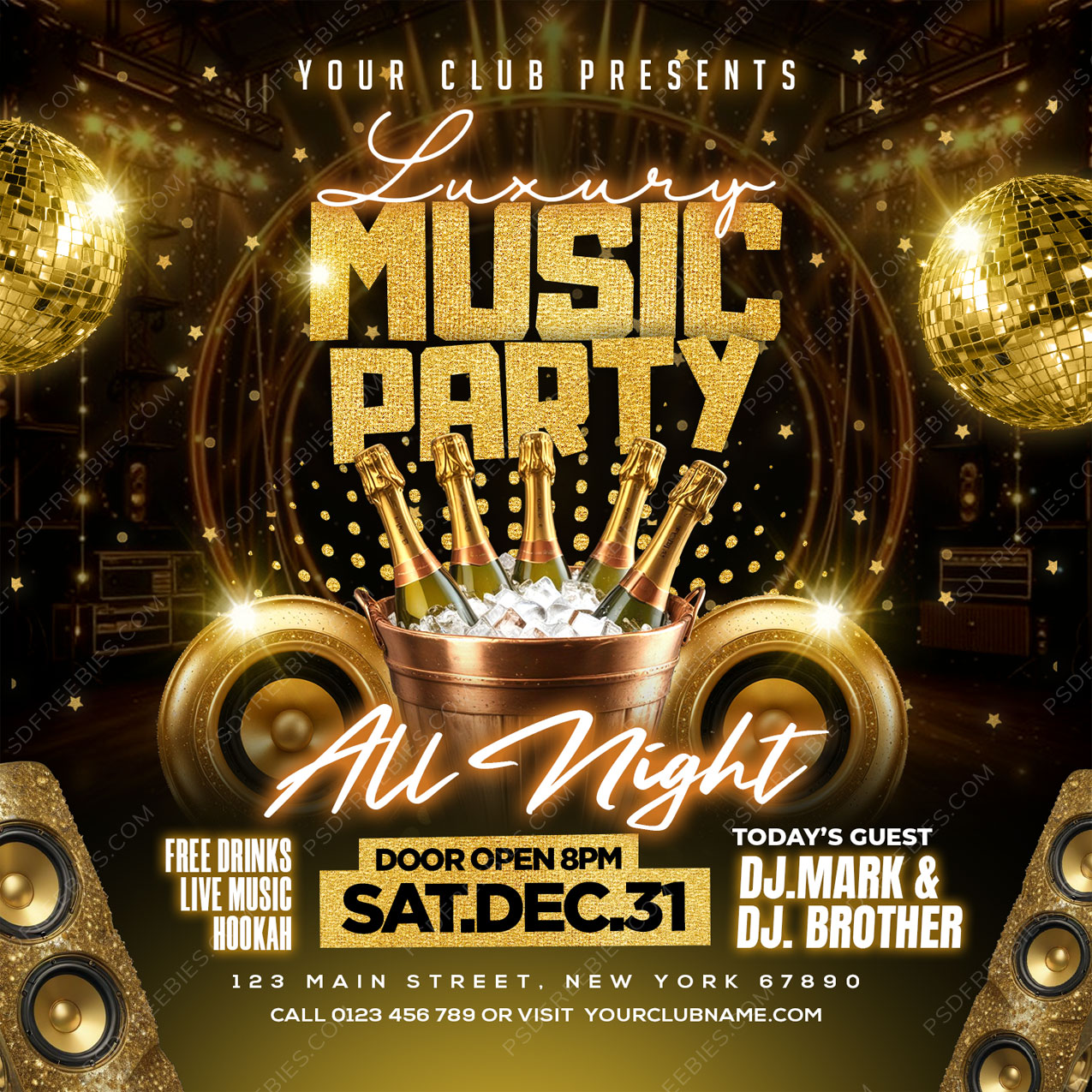 Luxury Night Club Music Party Social Media Flyer PSD