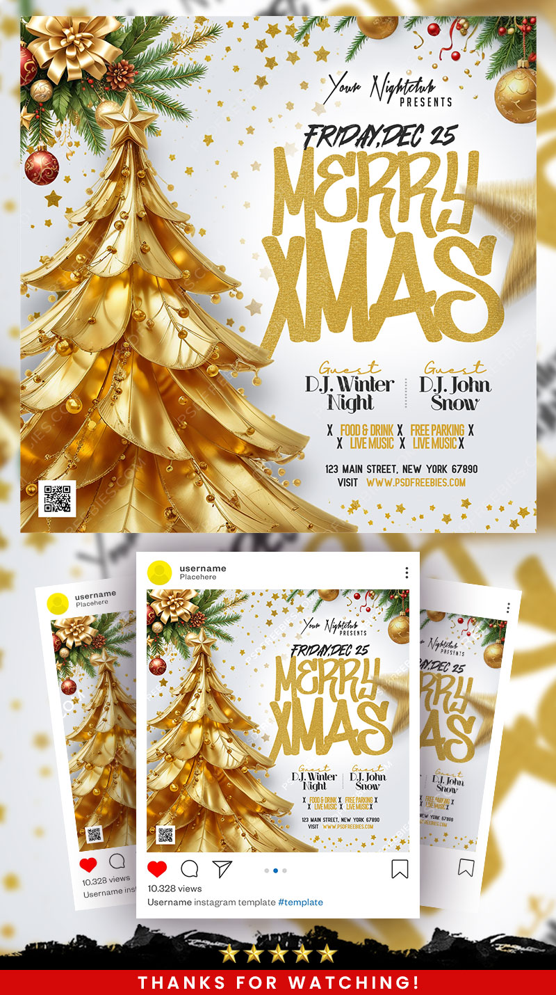 Merry Christmas Party Post Design PSD